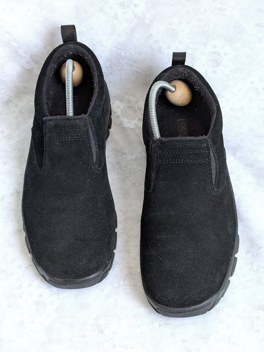 Lands' End Black Suede Leather Slip On Comfort Shoes Loafers Women Size 10 M